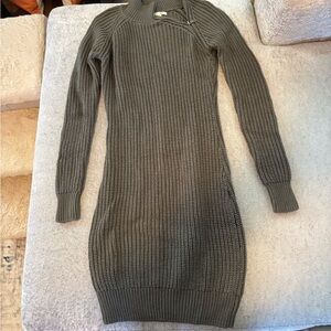 Olive Green Midi Sweater Dress